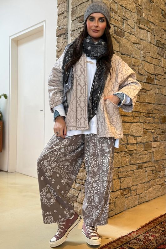 Dolman Cotton Quilted Jacket Vintage Washed Mocha